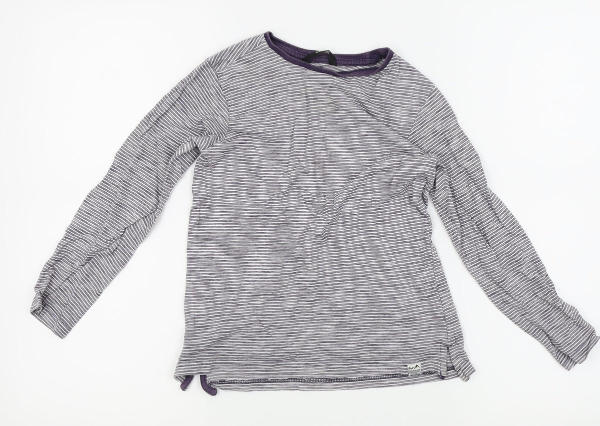Asda George Girls Purple Striped  Basic T-Shirt Size 8-9 Years