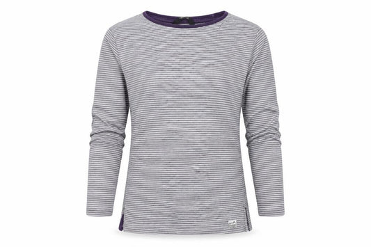 Front view of Asda George girls’ purple striped basic t-shirt, size 8-9, years