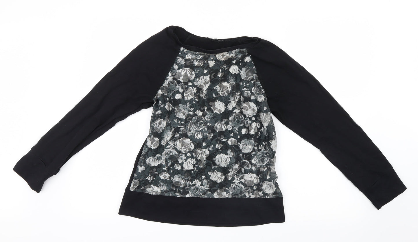 Atmosphere Womens Black Floral  Pullover Jumper Size 10