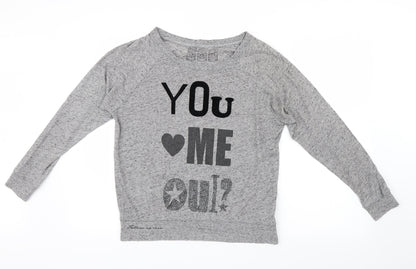 Additional front view of Preworn women’s grey basic t-shirt, size UK 8