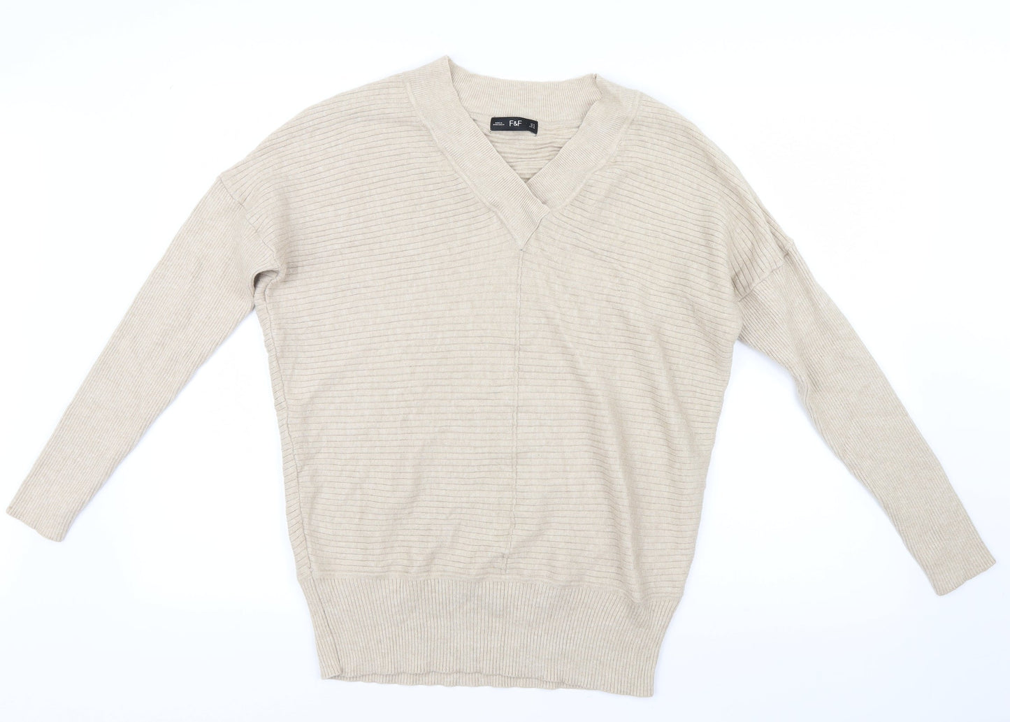 F&F Womens Beige  Knit Pullover Jumper Size 12