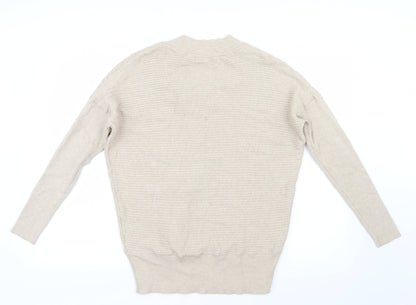 Back view of F&F women’s beige knit jumper, size UK 12