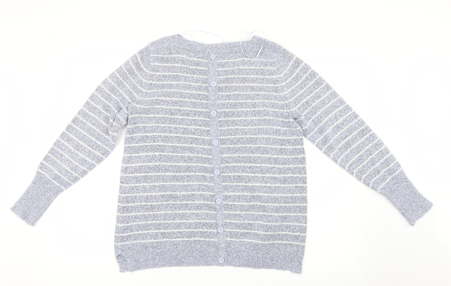 M&Co Womens Blue Striped Knit Pullover Jumper Size 14