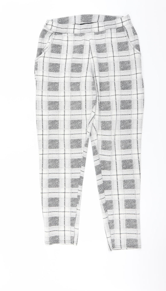 edge Womens Grey Check  Carrot Trousers Size 10 L28 in