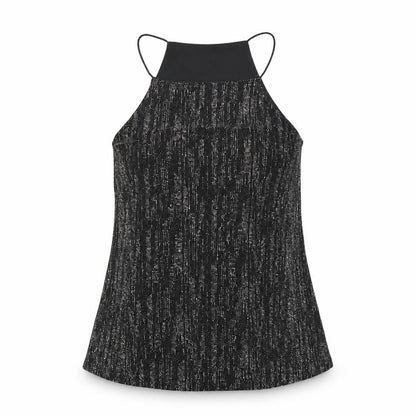 Front view of River Island women’s black basic blouse, size UK 8