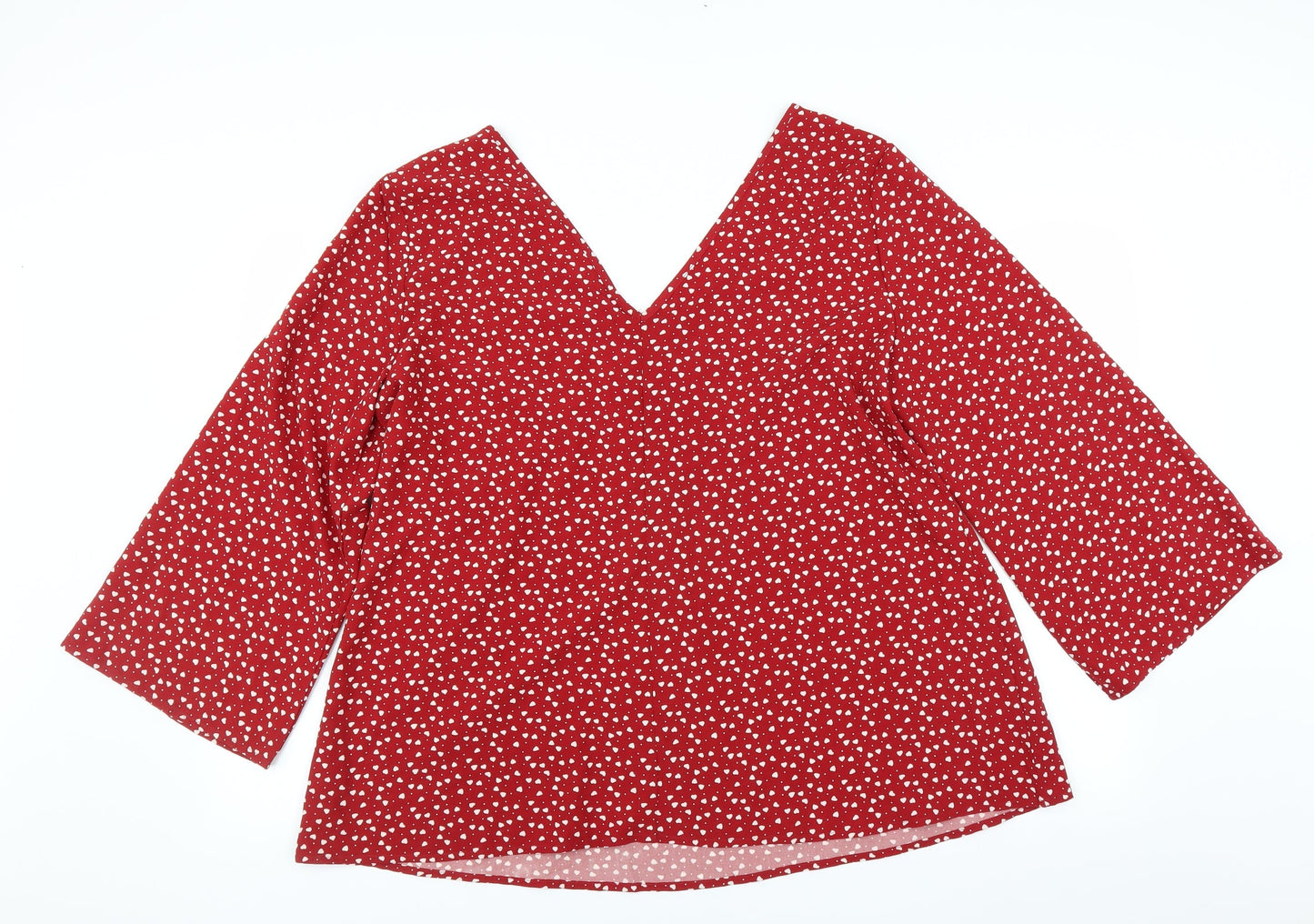 Preworn Womens Red   Basic Blouse Size 2XL  - heart pattern