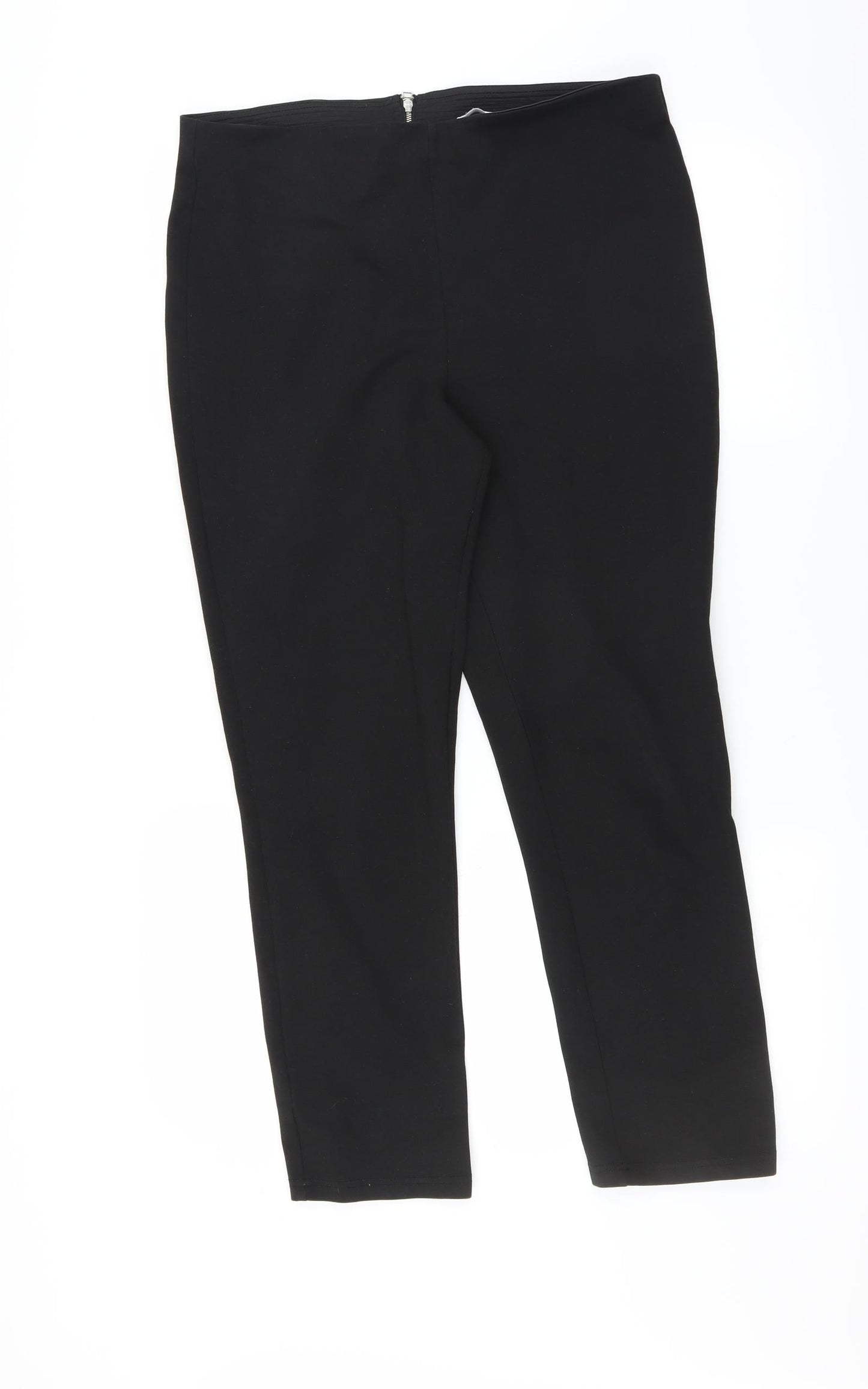 H&M Womens Black   Trousers  Size L L27 in - zip detail