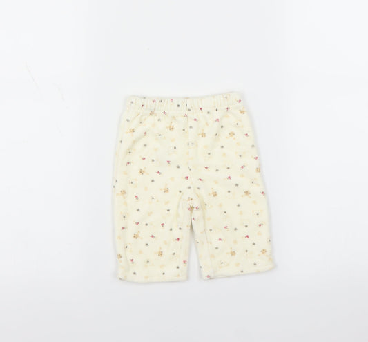 George Girls Ivory  Fleece  Trousers Size 0-3 Months  - bear print