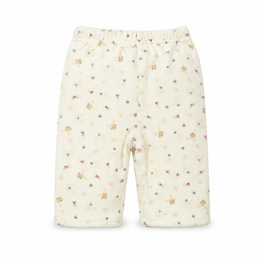 Front view of George girls’ ivory fleece trousers, size 0-3, months - bear print
