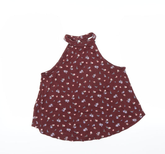 New Look Womens Red Floral  Basic Blouse Size 8  - Burgundy