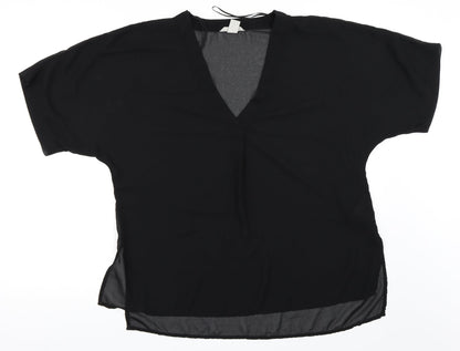 Additional front view of H&M women’s black basic blouse, size UK 34