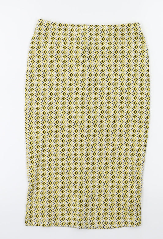 Zara Womens Yellow Argyle/Diamond  A-Line Skirt Size S