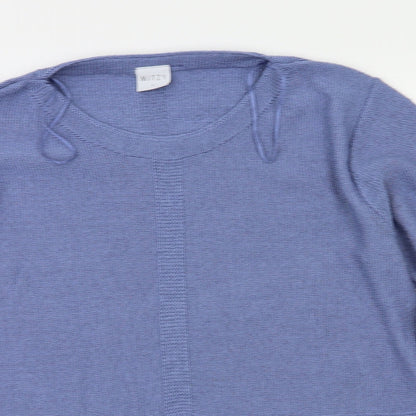 Close-up detail of mitzy women’s blue jumper, size L