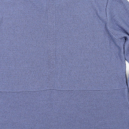 Brand and care label for mitzy women’s blue jumper, size L