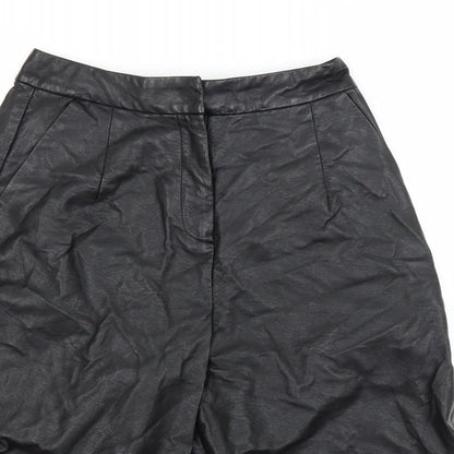 Close-up detail of Topshop women’s black utility shorts, size UK 8