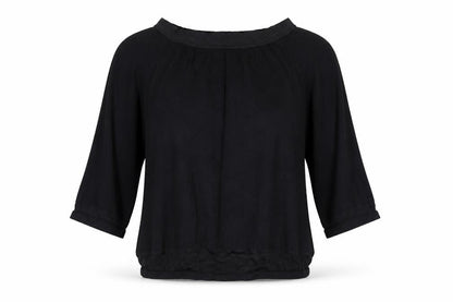 Front view of Dunnes women’s black basic blouse, size L