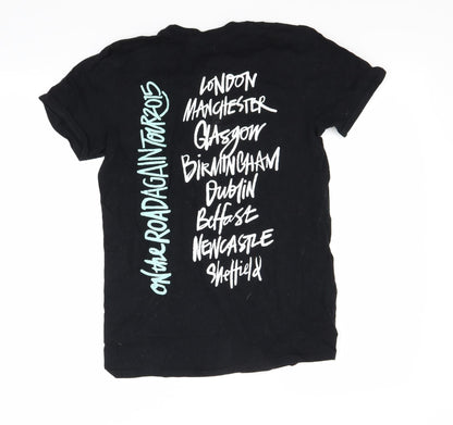 Back view of Preworn women’s black basic t-shirt, size S