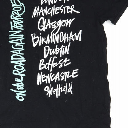Brand and care label for Preworn women’s black basic t-shirt, size S