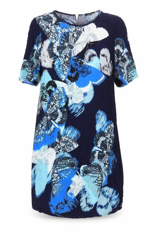 Warehouose Womens Blue   T-Shirt Dress  Size 12  - Butterflies