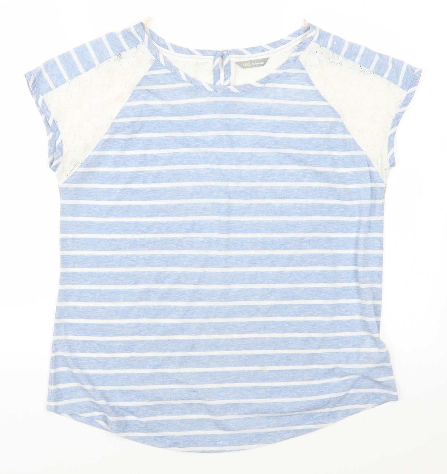 Marks and Spencer Womens Beige Striped  Basic T-Shirt Size 12