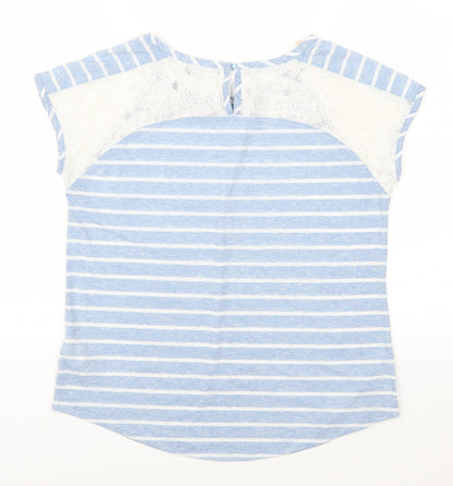Back view of Marks & Spencer women’s beige striped basic t-shirt, size UK 12