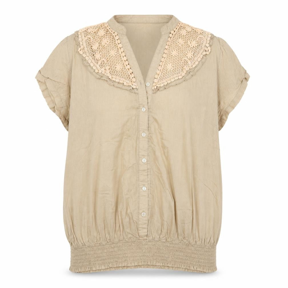 Miao Womens Brown   Basic Button-Up Size 3XL