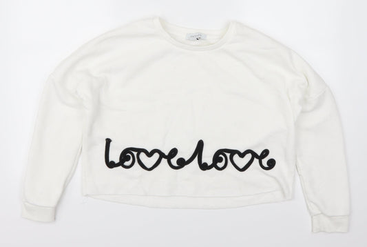 Primark Womens White   Cape Sweatshirt Size 4  - Love Love