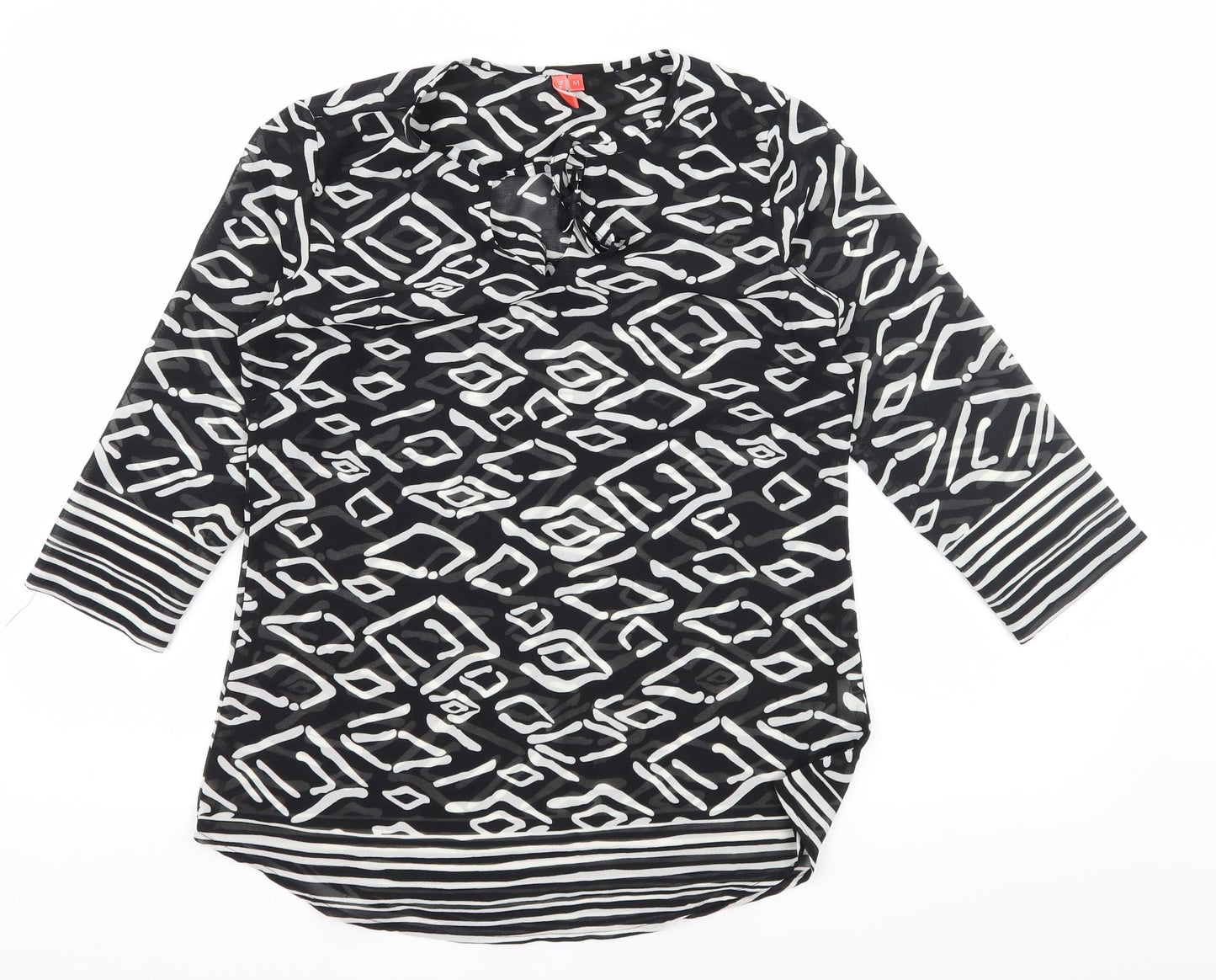 The Gud Look Womens Black Geometric  Basic Blouse Size M