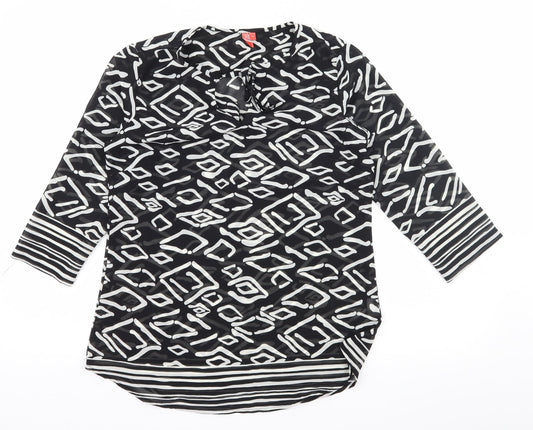The Gud Look Womens Black Geometric  Basic Blouse Size M