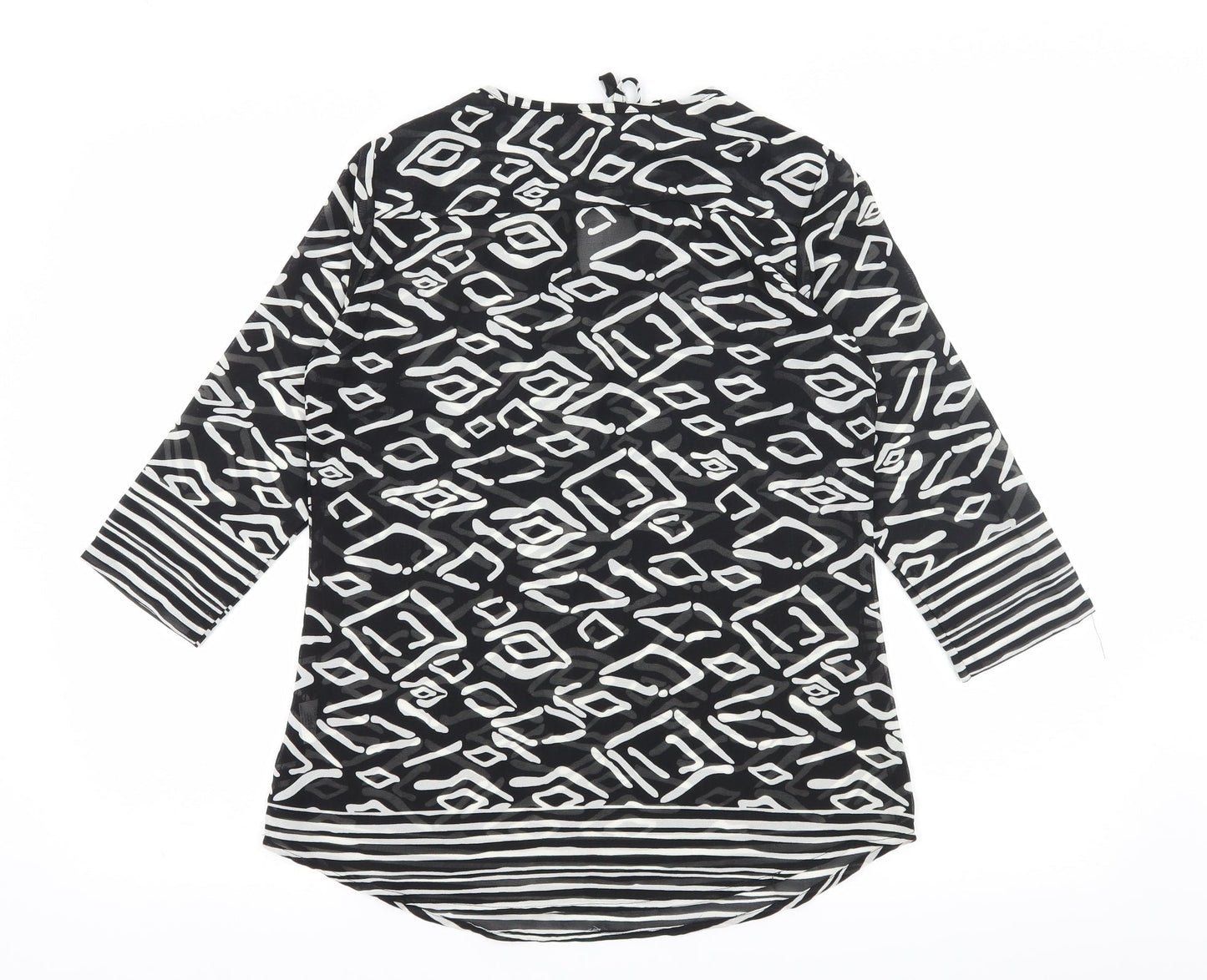 The Gud Look Womens Black Geometric  Basic Blouse Size M