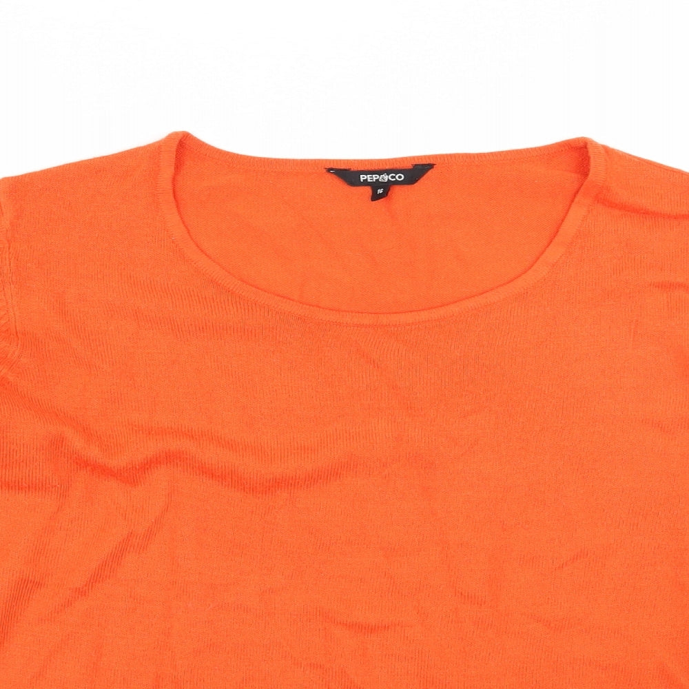PEP & CO Womens Orange  Knit Pullover Jumper Size 16
