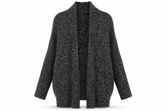 Front view of Atmosphere women’s grey knit cardigan jumper, size S