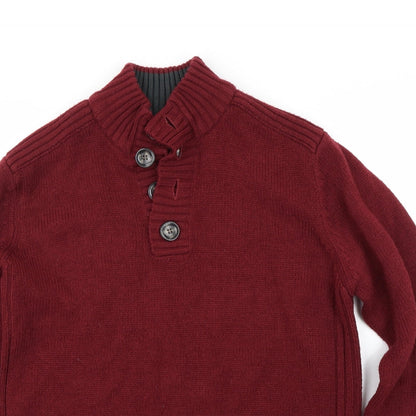 Close-up detail of Kensington men’s red jumper, size M