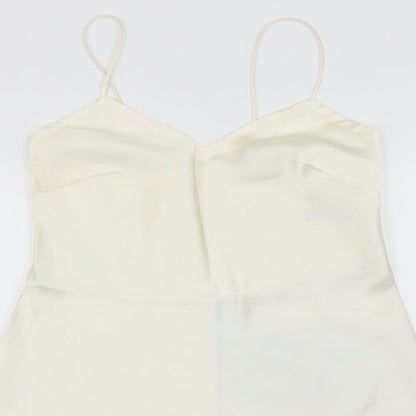 Close-up detail of Marks & Spencer women’s ivory basic blouse, size UK 10