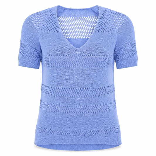 Front view of Papaya women’s blue jumper, size UK 8