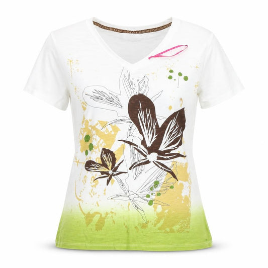 Front view of city life women’s multicoloured floral basic t-shirt, size M