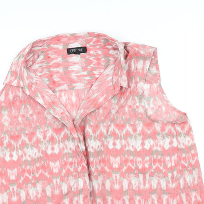 Close-up detail of Episode women’s red basic button-up, size L