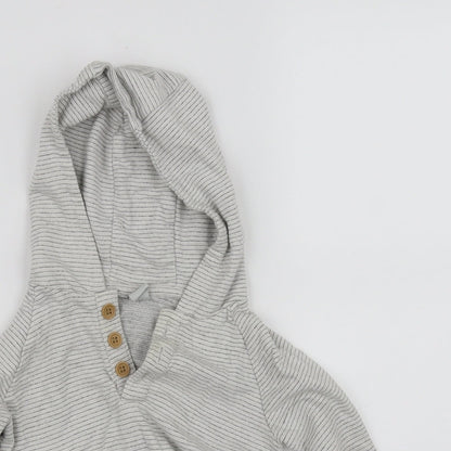 Close-up detail of Tu kids boys’ grey pullover hoodie, size 2, years