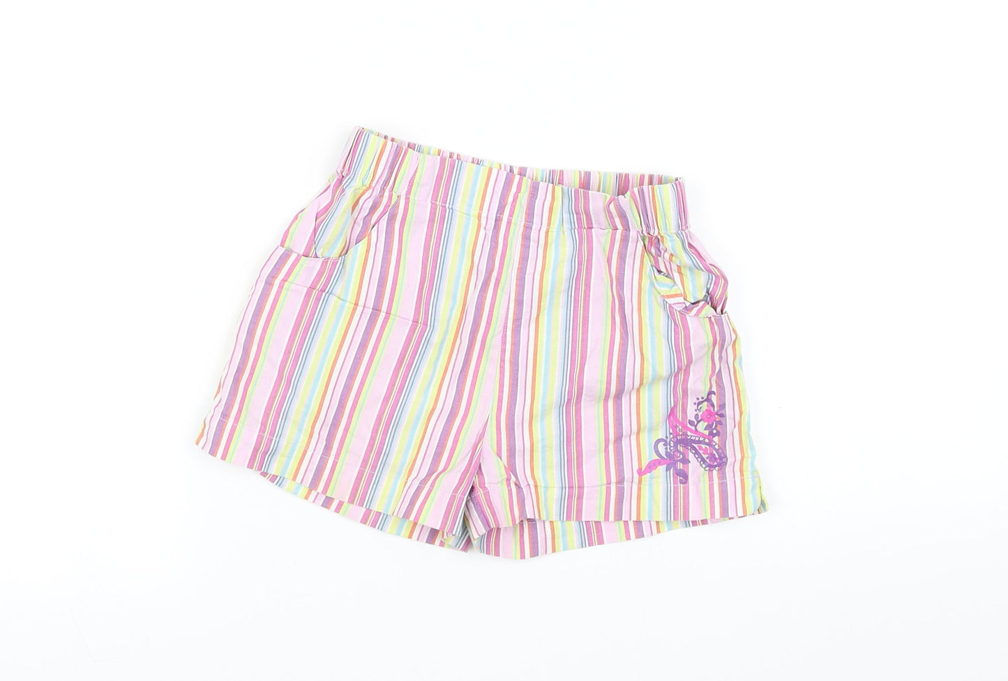 pre worn Girls White Pinstripe  Cut-Off Shorts Size 7 Years