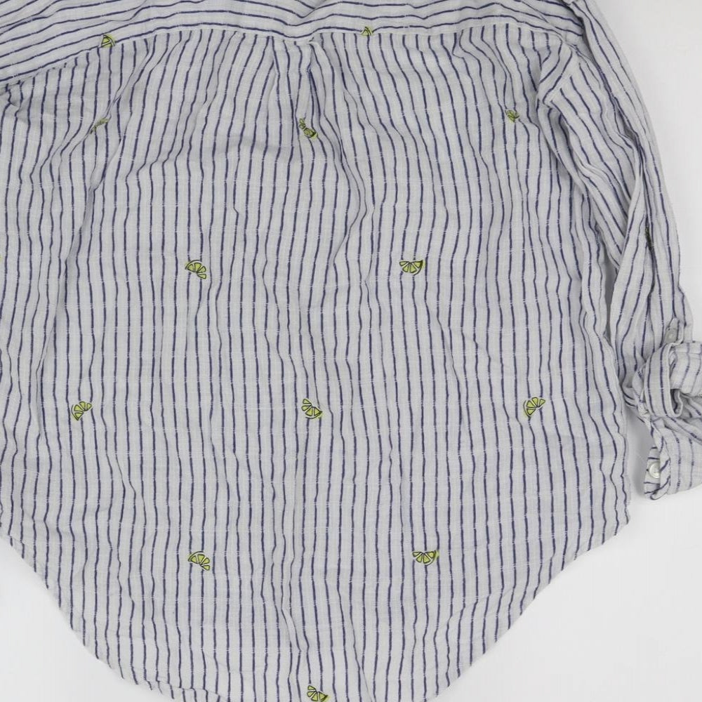 F&F Womens White Striped  Basic Button-Up Size 10