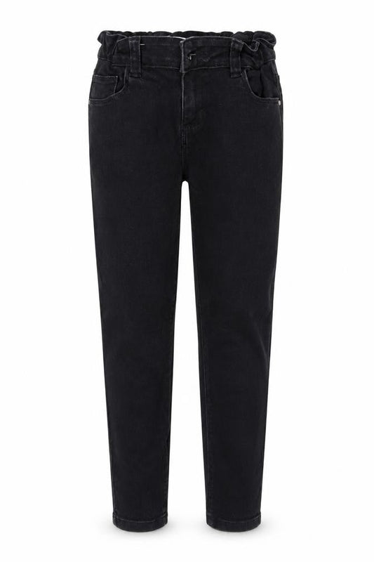 Front view of deiem co girls’ black straight jeans, size 10-11, years