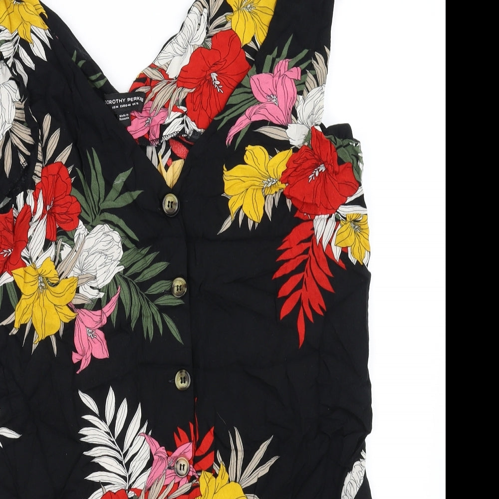 Dorothy Perkins Womens Black Floral  Jumpsuit One-Piece