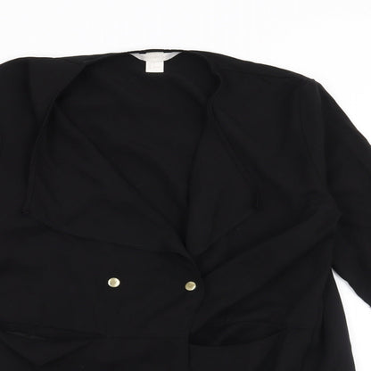 Close-up detail of H&M women’s black jacket blazer, size UK 8