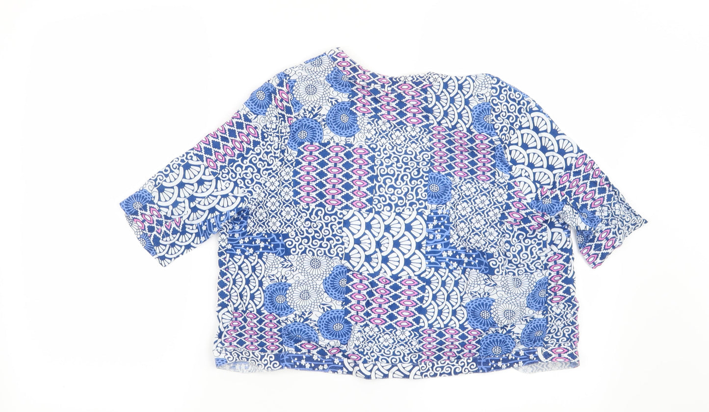 Miss Evie Girls Blue Floral  Kimono Blouse Size 7-8 Years