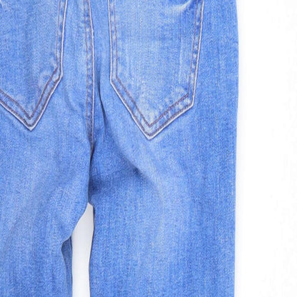 Brand and care label for Denim & Co. women’s blue capri jeans, size UK 4, 24-inch leg