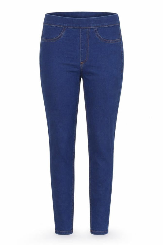 Front view of Marks & Spencer women’s blue skinny jeans, size UK 6, 27-inch leg