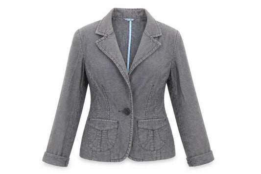 Front view of Oasis women’s blue jacket coat, size UK 8