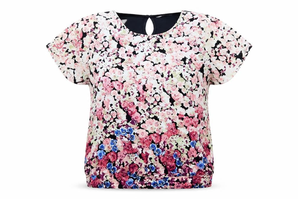 TU Womens Pink Floral  Basic Blouse Size 10