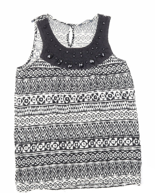 Dorothy Perkins Womens Black Argyle/Diamond  Basic T-Shirt Size 10