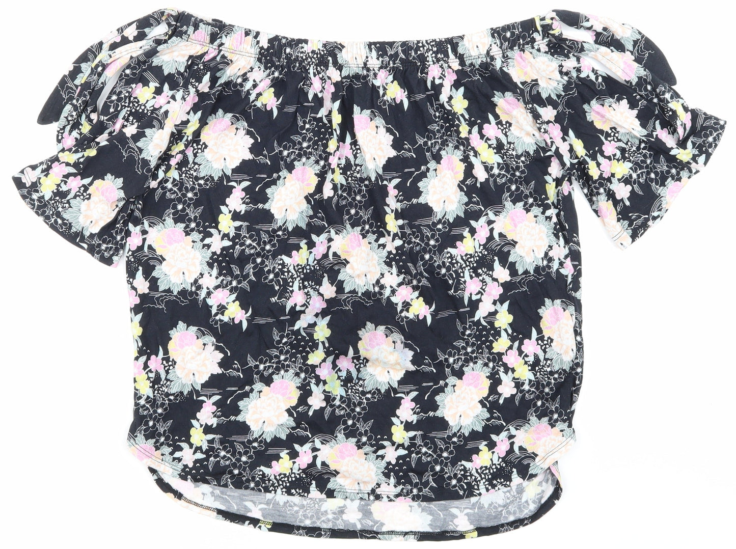 NewLook Womens Black Floral  Basic T-Shirt Size 10